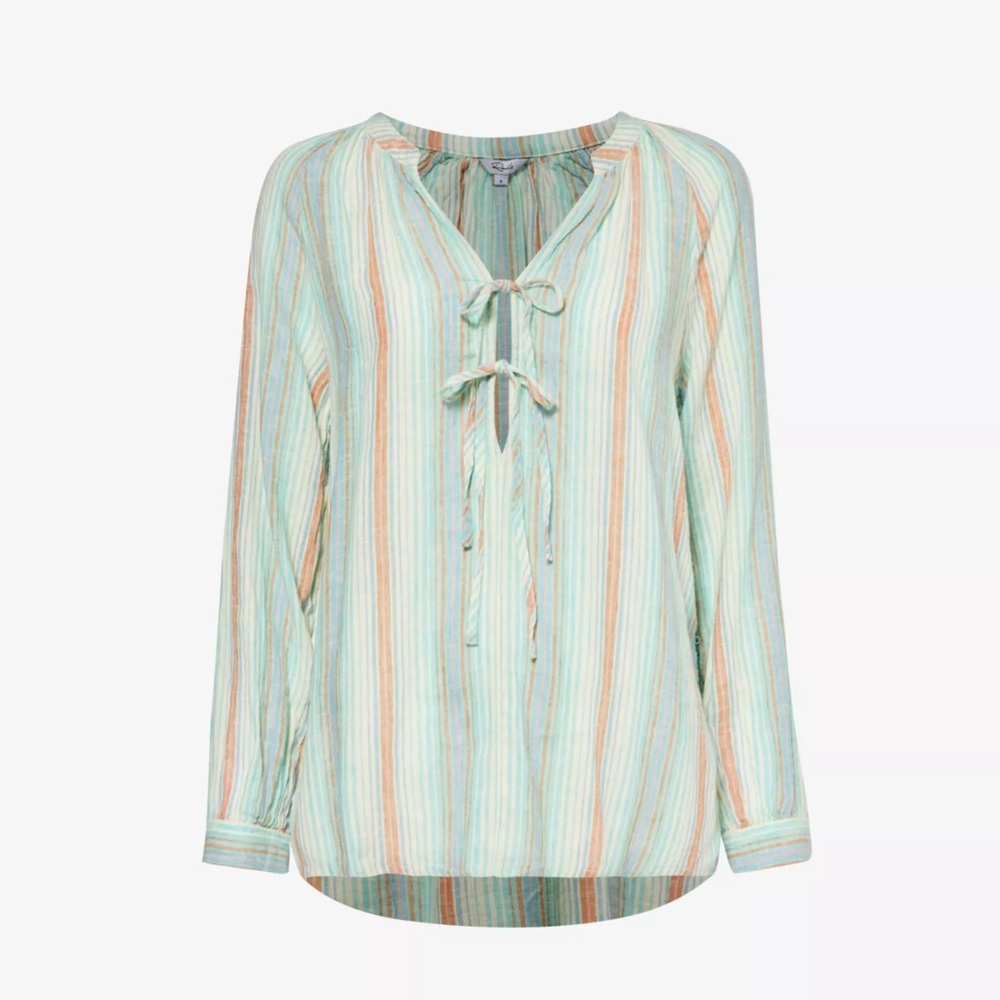 RAILS | Linen Striped Long Sleeve Blouse